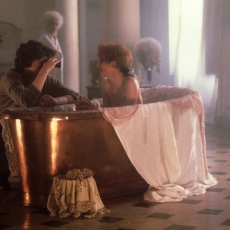 Mylène Farmer - Tournage du clip Libertine - Photographe : Eric Caro - 1986