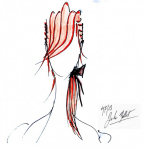 Dessin John Nollet Coiffure de Mylène Farmer pour concerts Timeless 2013