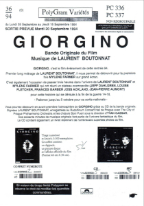 Giorgino - Bon de précommande Bande Originale Film