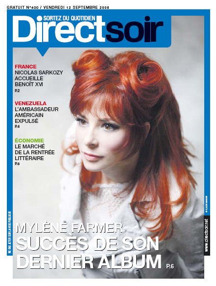 Mylène Farmer à la Une de Direct Soir 12 septembre 2008