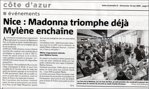 Nice Matin 18 mai 2008