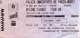 Mylène Farmer Merchandising Tour 1996 Ticket