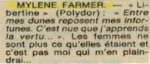 Mylène Farmer La Nouvelle République du Centre Ouest 02 Juillet 1986