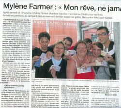 Mylène Farmer Tour 2009 Presse Ouest France 25 mai 2009