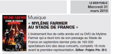 Mylène Farmer France Soir 30 mars 2010