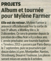 Mylène Farmer Presse Le Parisien 28 septembre 2012