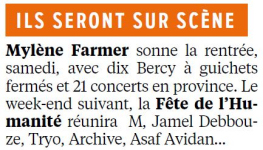 Mylène Farmer Presse Le Parisien 02 septembre 2013